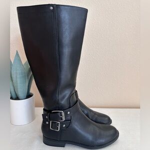 BASS Black Faux Leather Buckle Knee High Boots Women’s 6.5M